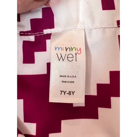 Minny Wet Swimwear Houndstooth Shirt & Short Carson Set Purple Kids 7Y-8Y NWT - Picture 5 of 7